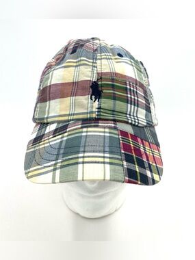 Polo Ralph Lauren Madras Plaid Baseball Cap Hat Patchwork One Size